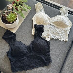 NWT Gilly Hicks Lace Bralette Duo Set - Black and White